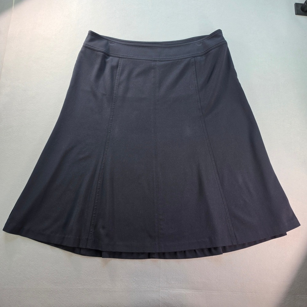CJ Banks Womens 16W Navy Blue Paneled A-Line Knit Skirt Stretch Office Casual